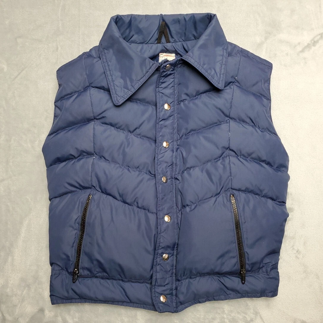 Frostline Goose Down Vest Mens Small Blue Puffer Made from Kit Vintage USA Retro