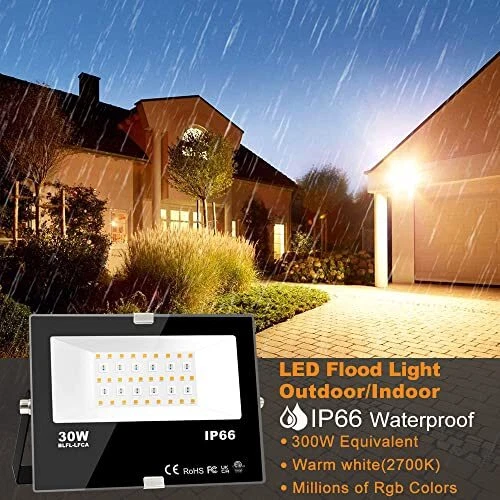 30W Led Flood Light Outdoor 300W Equivalent Color Changing RGB
