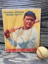 1933 Goudey Babe Ruth Yellow Wood Baseball Card Sign Display - 10"x12"