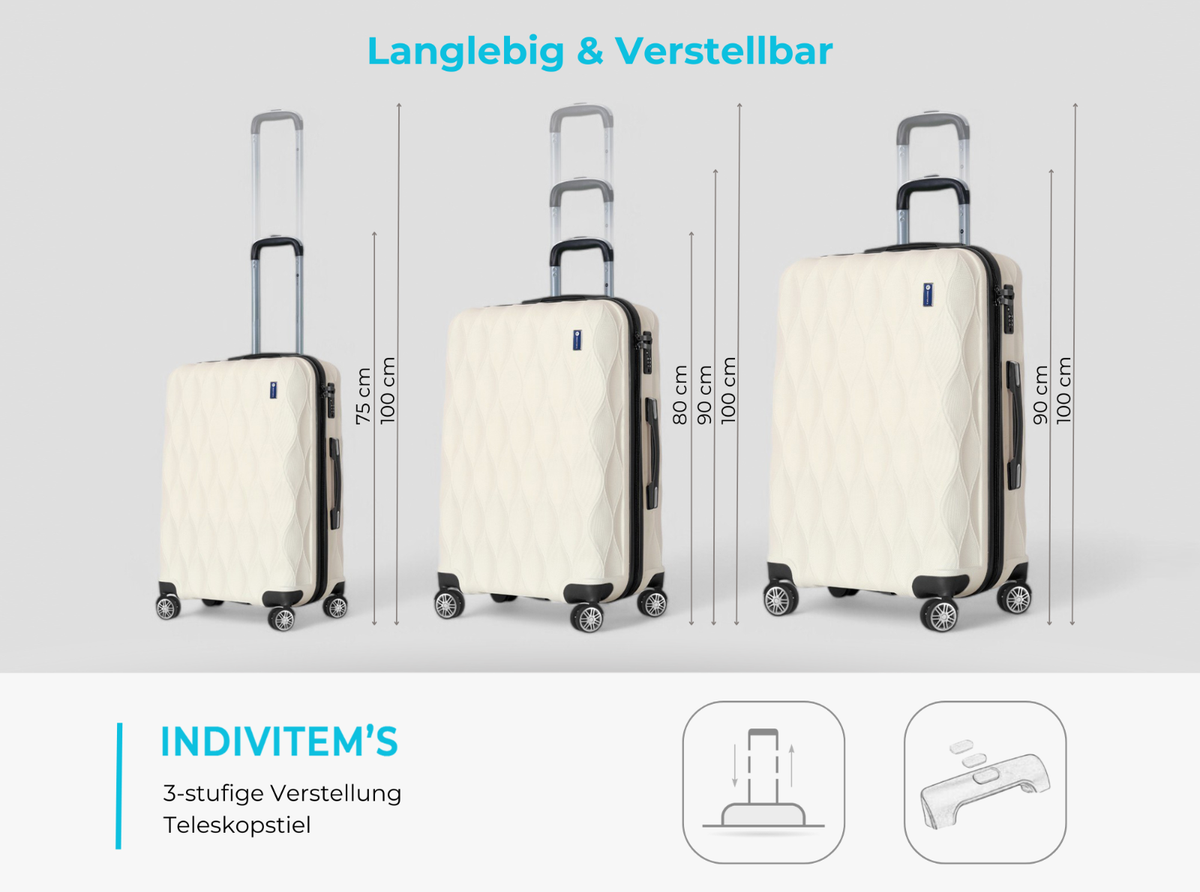 MTB Koffer Hartschalenkoffer ABS Reisekoffer (Handgepäck Mittel Groß Set