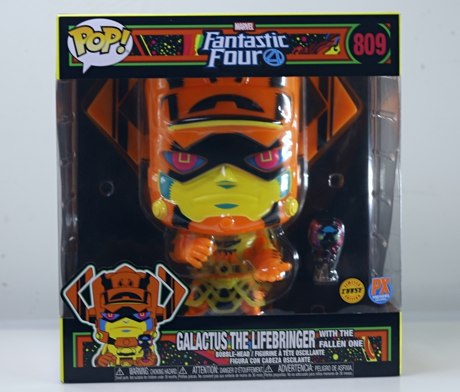 Funko Pop 809 Galactus W/Fallen One Px Chase Jumbo Blacklight Figure