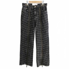 FENG CHEN WANG Black Denim Pants Men's S Vintage Style Zipper AB Condition