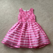 LAVENDER GIRLS PARTY/ SPECIAL OCCASION DRESS, 6X, FLORAL/ STRIPED, NETTED SLIP