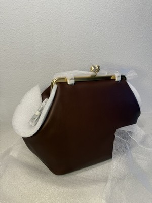 Coach Large Kisslock Frame Bag Dark Brown Leather Oversized 1969 AUTHENTIC NEW
