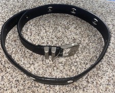 GIANNI VERSACE Vintage Black Leather Belt Medusa Inserts Silver 80/32