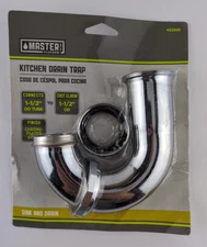 Kitchen Drain Trap Bend 1-1/2-Inch" - Chrome Brass - Master Plumber 452-839