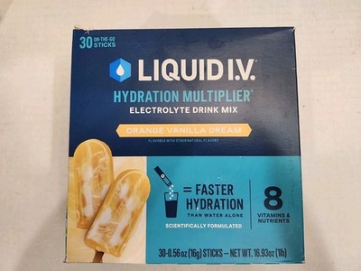 Liquid I.V Multiplier Electrolyte Drink Mix 30 CT Orange Vanilla Dream 8/27 Exp