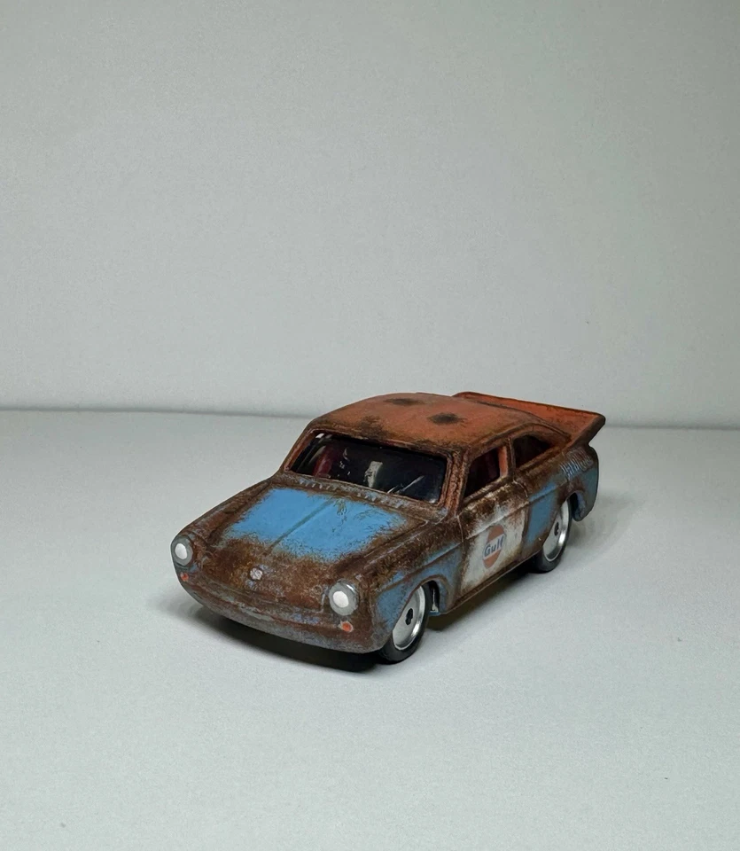 定制上色 '65 大众快背蓝色橙色海湾鼠 Rad 带真轮胎 — 第 3/4 张图片