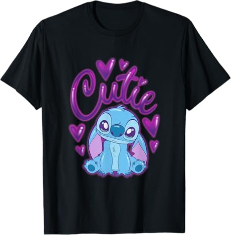 Camiseta negra Disney Lilo & Stitch Cutie Heart