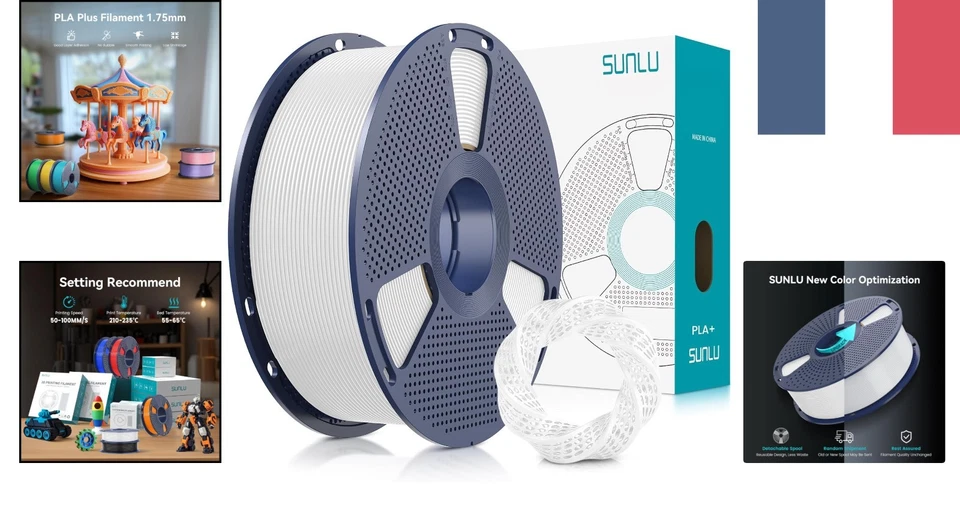 SUNLU PLA Filament 1 75 mm 1 kg - Robuste & Résistant pour Projets 3D Créatifs