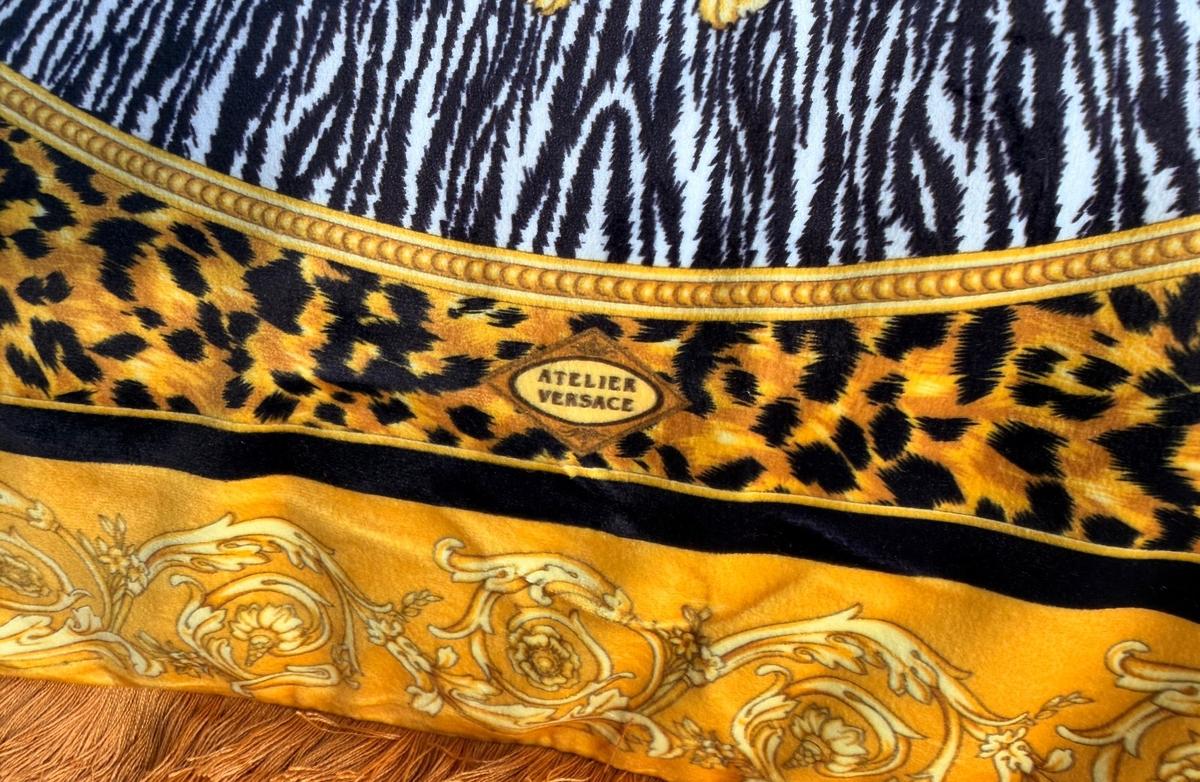 VERSACE PILLOW Throw Africa Tiger Leopard Large w tags Rare Sale