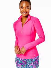NWT LILLY PULITZER SIZE MEDIUM JUSTINE LUXLETIC PULLOVER PINK GRENADINE