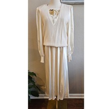 VTG Anthony Sicari Women's 2 Pc Elegant Beaded Sweater Satin Skirt Set Size 6