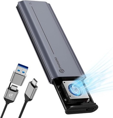 Aluminium PHIXERO 40 Gbit/s M.2 NVMe SSD Gehäuse USB4 mit Lüfter Werkzeugloses