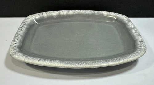 Mid Century Hull Pottery Flint Ridge Gray Drip 9.5" Snack Tray Plate