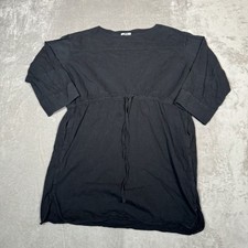 Uniqlo U Dress Womens Extra Small Black Long Sleeve Drawstring Cotton Pockets