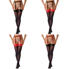 Women Silky Tights Oil Lingerie Transparent Stockings Patent Leather Pantyhose