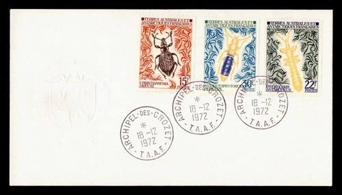 DR WHO 1972 FRENCH ANTARCTIC FSAT FDC? INSECT COMBO CROZET M76656