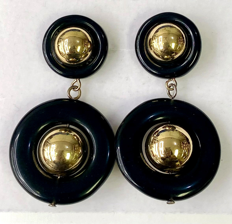 QVC Luxe Rachel Zoe Centric Bead Drop Black Earrings