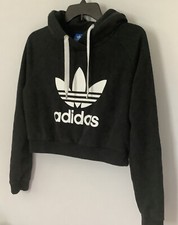Adidas Originals Trefoil Hoodie Women s Small Black Cropped Die Marke 3Streisand