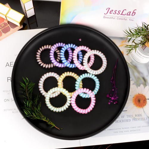 Spiral Hair Ties 10 Pcs Traceless Phone Cord Hair Ties Plastic Coil Hair Ties... - Picture 4 of 6