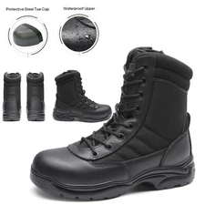 Men's Steel Toe Boots Military Work Boots Slip Resistant Industrial&Construction