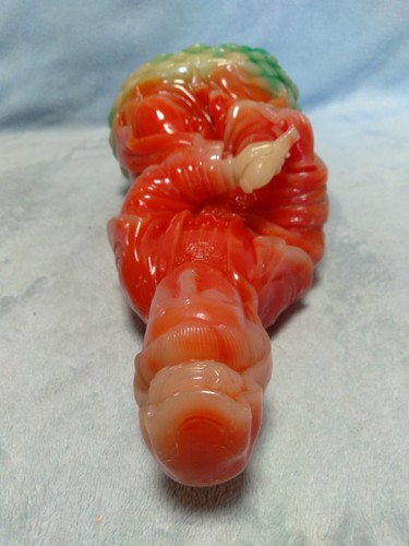 Kwan Yin Asian Woman Goddess Resin Faux Jade Height 11.5" Heavy Orange Green - Picture 7 of 11
