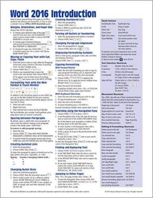 Microsoft Word 2016 Introduction Quick Reference Guide - Windows Version  - GOOD