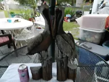 Pair Mid Century Modern Pelican Wall Plaques Plastic Rare 60's Decor Nautical