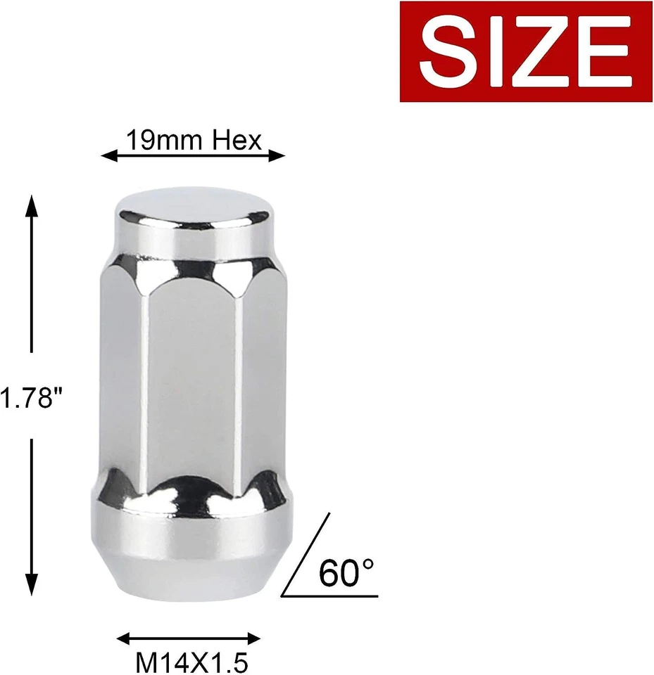 24 tuercas cromadas 14x1,5 abultadas bellota 1,78" para Chevy GMC Silverado Sierra 1500 Foto 3 de 4