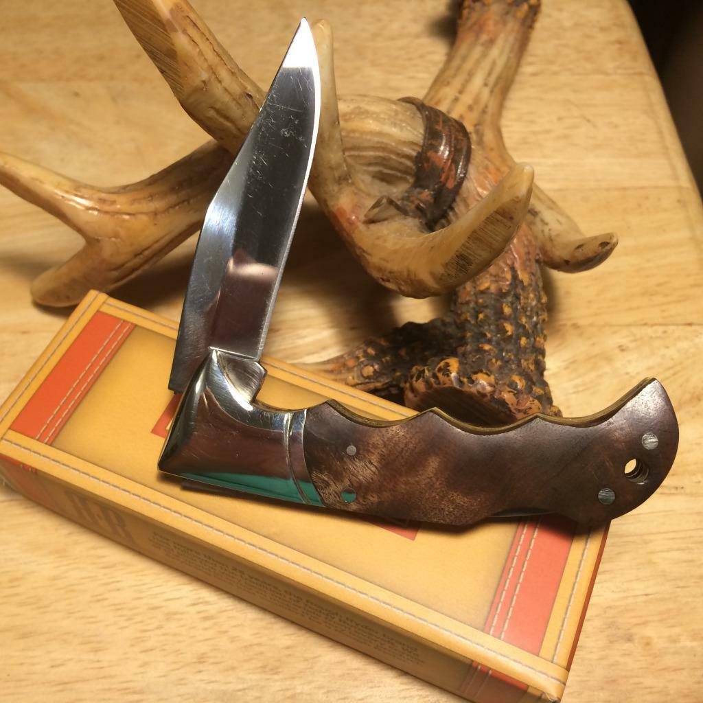 Rough Ryder Finger Grooved Root Wood Folding Lockback 3 1/2