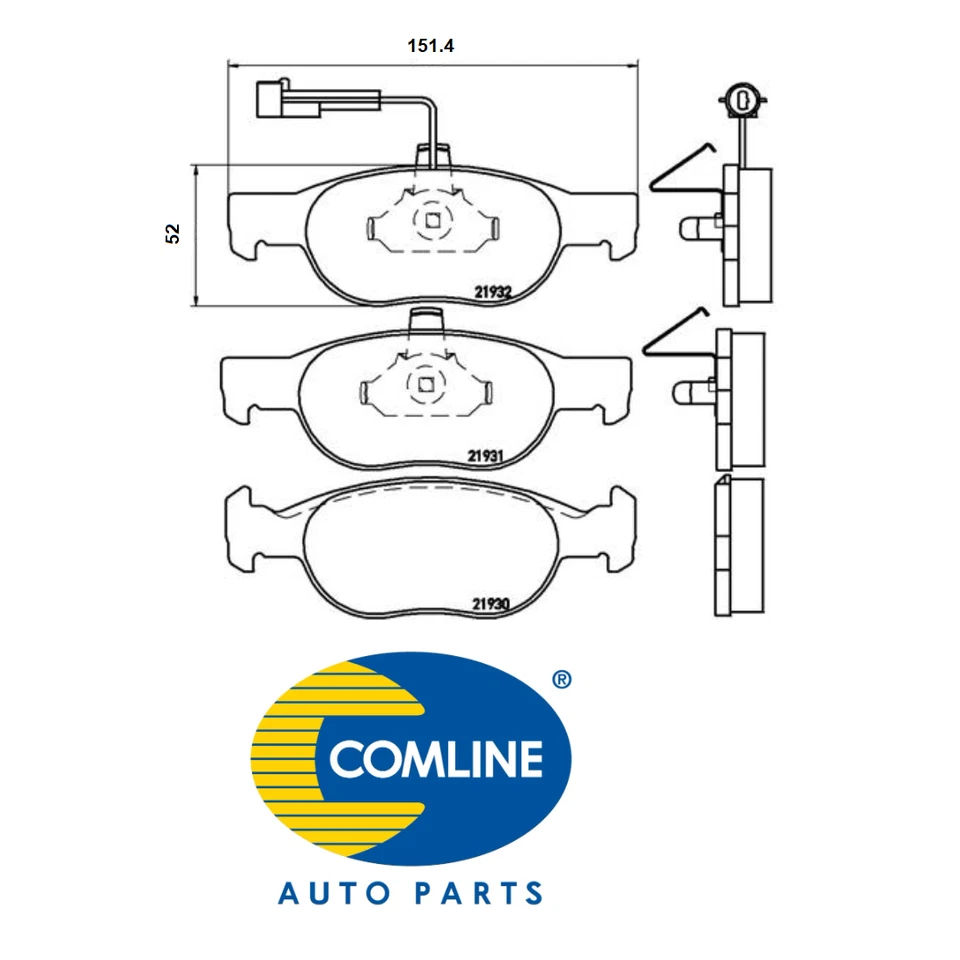 Kit Series Front Brake Pads for Fiat Brava - Bravo I - Marea Comline CBP1479 - Image 2 of 2