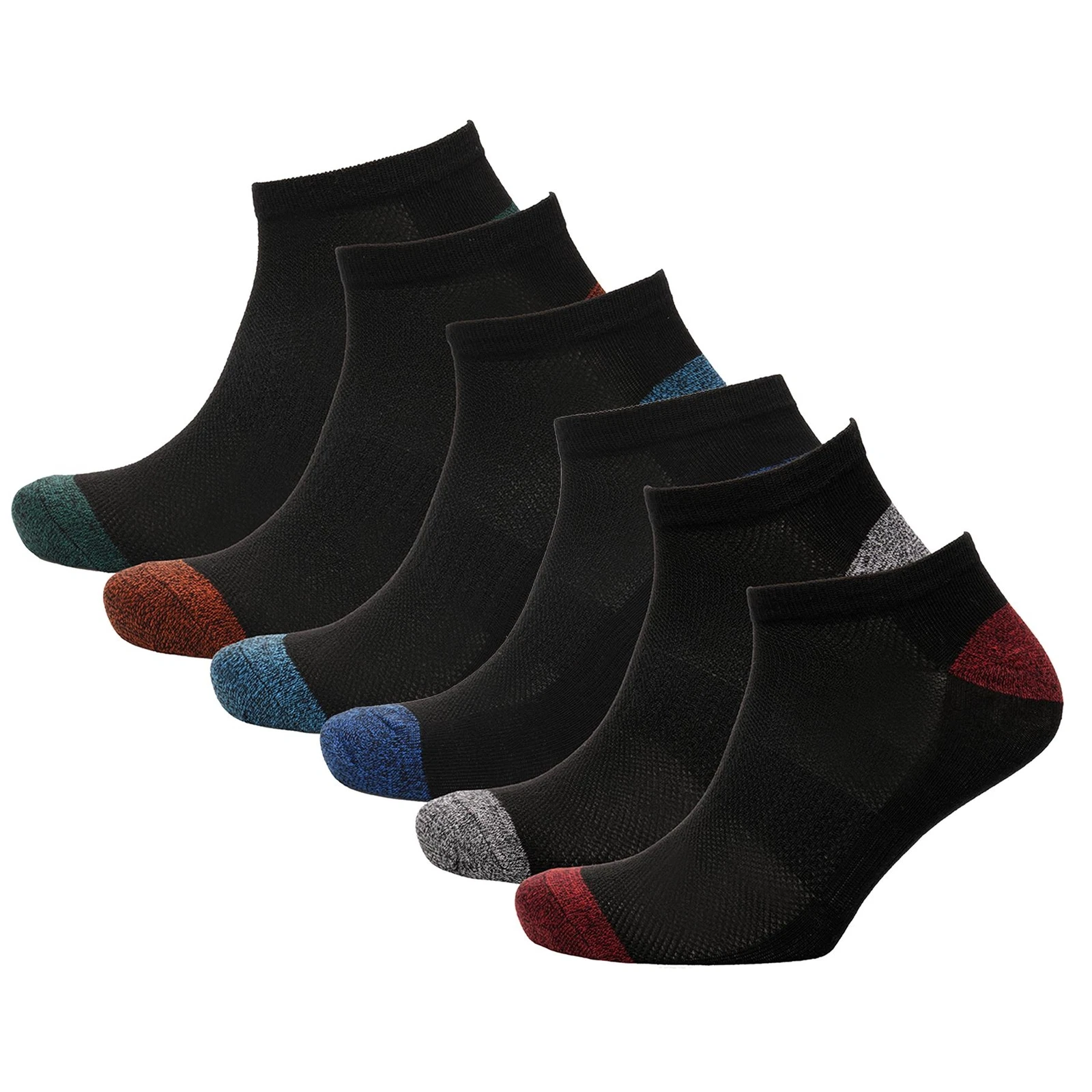 Mens Heel and Toe Twist Yarn Socks Pack of 6 Low Cut Trainer Cotton mens socks