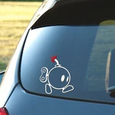 Mario Bros Bob Omb Bomb - White with red spark - Vinyl Decal Car Window Laptop