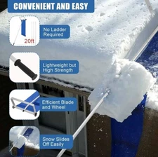 New Snow Roof Rake, 6-20FT Aluminum Detachable Snow Rake for House Roof