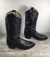 Express Rider Vintage Smooth Black Leather Cowboy Western Mens Boots Size 8.5 M