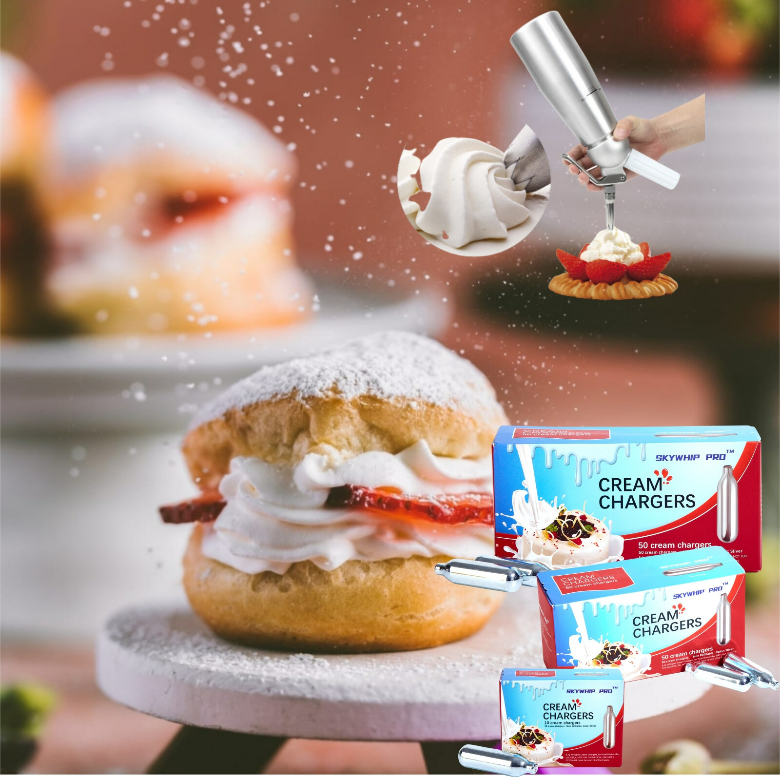 Premium Quality! SkyWhip Pro+ Ultra 8.4g 50PACK X 10 (500 CREAM