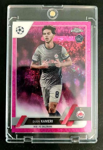 2022-23 Topps Chrome UCC Dijon Kameri Pink Speckle 153/175 FC Salzburg Rookie RC - Picture 4 of 4