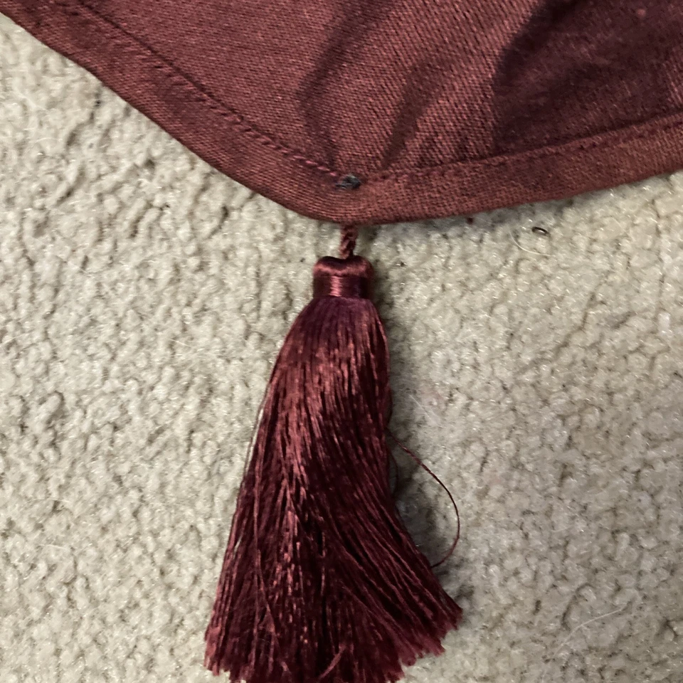 Two (2) Panels JCPenney Home Collection Burgundy Shantung Tassel V Shape Valence - Image 3 of 4