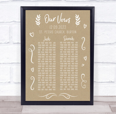 Unsere Gelübde Hochzeit sein & ihr Jahrestag Kraft besonderer Ort personalisierter Druck