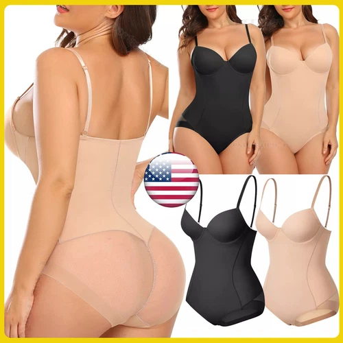 Women Comfortable Bodysuit Shapewear Firm Tummy Control Body Shaper Built-in Bra - Picture 1 of 22