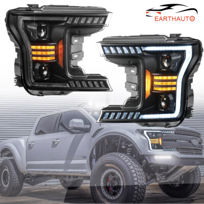 2PCS Full LED Headlight w/ LED Bars Smoke Lens For 18-20 Ford F150 KL3Z13008C