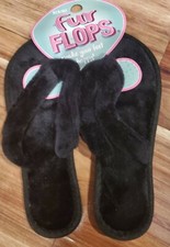 Flip "Fur Flops" House Slippers Flat Shoe Spa Zebra Leopard Rainbow Camo - NEW