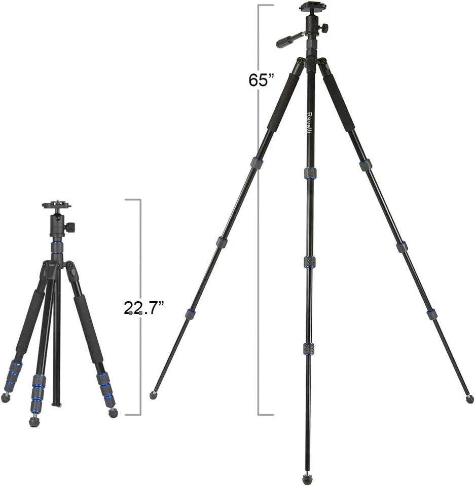 Ravelli Tripod APGL5 Professional 65" Ball Head For Camera Camcorder Monopod - Image 3 of 4