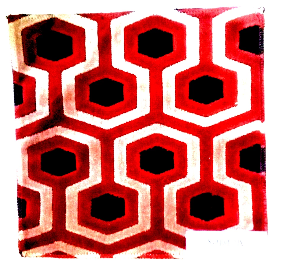 Velvet Geometric Fabric Designer Sample 9" Sq. Pink Mauve Black by Architex -NWT - Image 2 of 4