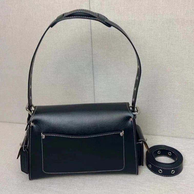 Coach Leather Cargo Turnlock Soft Tabby Shoulder Bag Black CU124 NWT