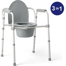 Medline Guardian Bedside Commode w/ Padded Armrest Foldable 350 lb (G1-200X1)