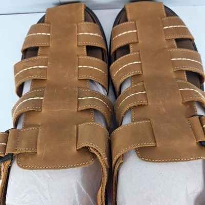Propet Men\'s Hunter MSO043L Tan‎ Leather Fisherman Sandals Size 11 Wide Hunter Orthopedic Fisherman Sandal | Men main image 4