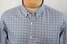 UNTUCKit XL Men's L/S Slim Fit Wrinkle Free Button Down SHirt Bue Tan Plaid