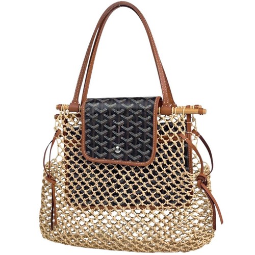 Goyard Ariel Gull Coated Canvas Leather Black Bag #BS2107